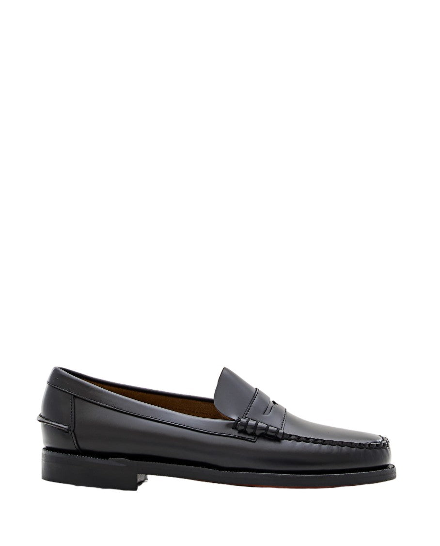 Sebago Black Classic Dan Polished Leather Penny Slip-On Loafers