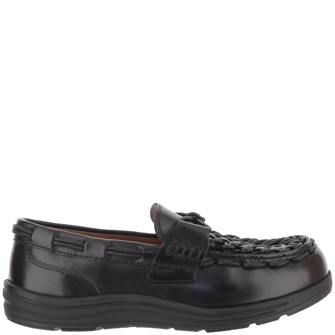 Keen Black Moccasin-Style Braided Leather Flats