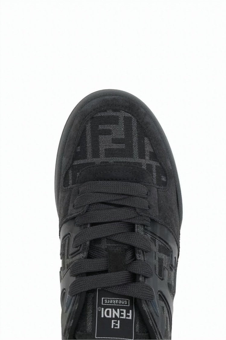 Fendi Calf Leather Low-Top Sneakers With Textured Overlay