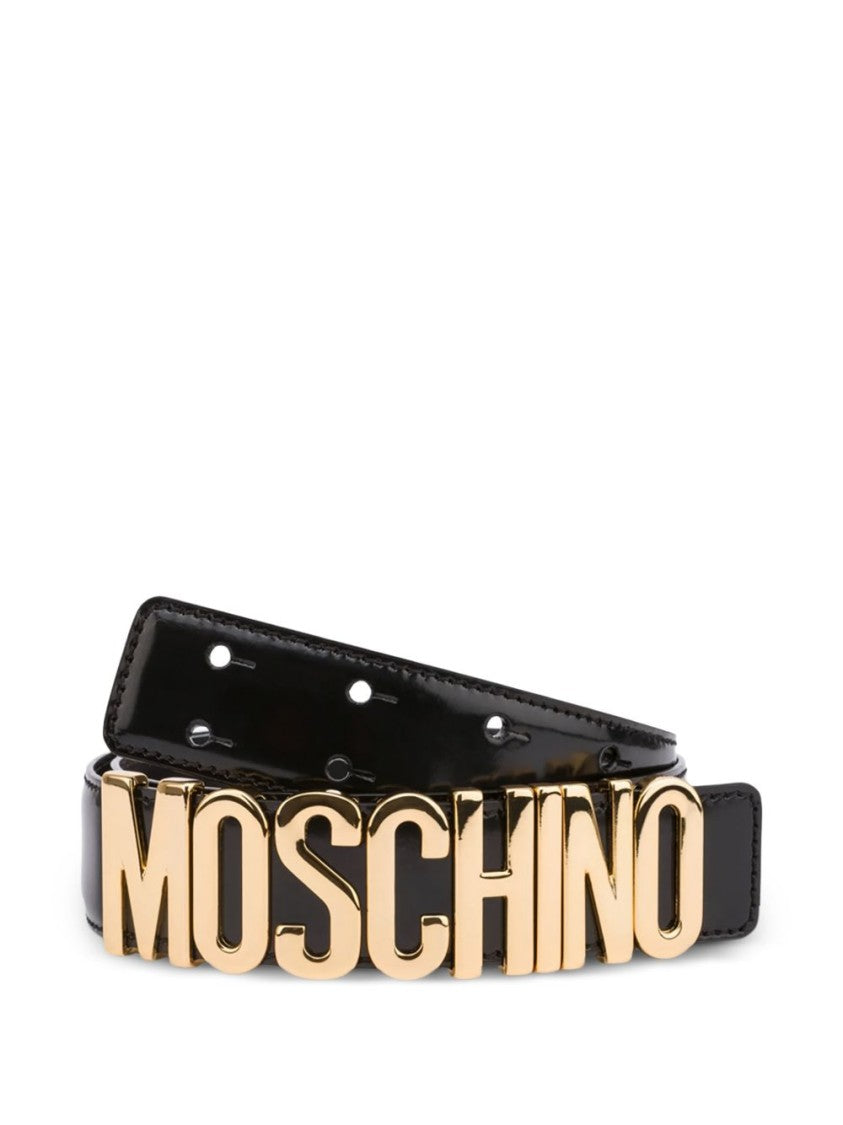 Moschino Black Silk And Nylon Logo Belt