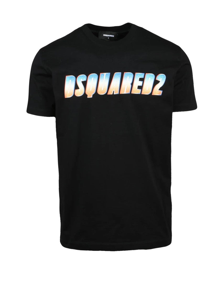 Dsquared2 Cotton T-Shirt With Bold Gradient Logo Print