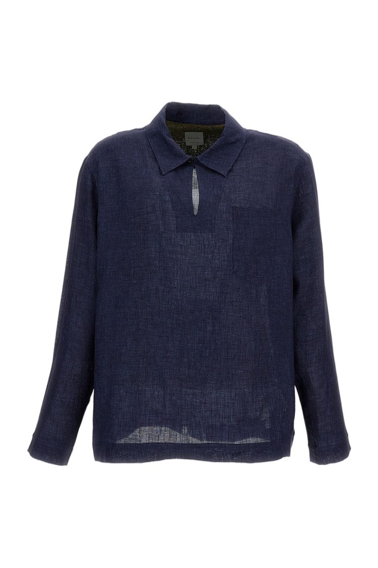 Paul Smith Loose-Fit Beige Linen Shirt With Pointed Collar And Button Cuffs