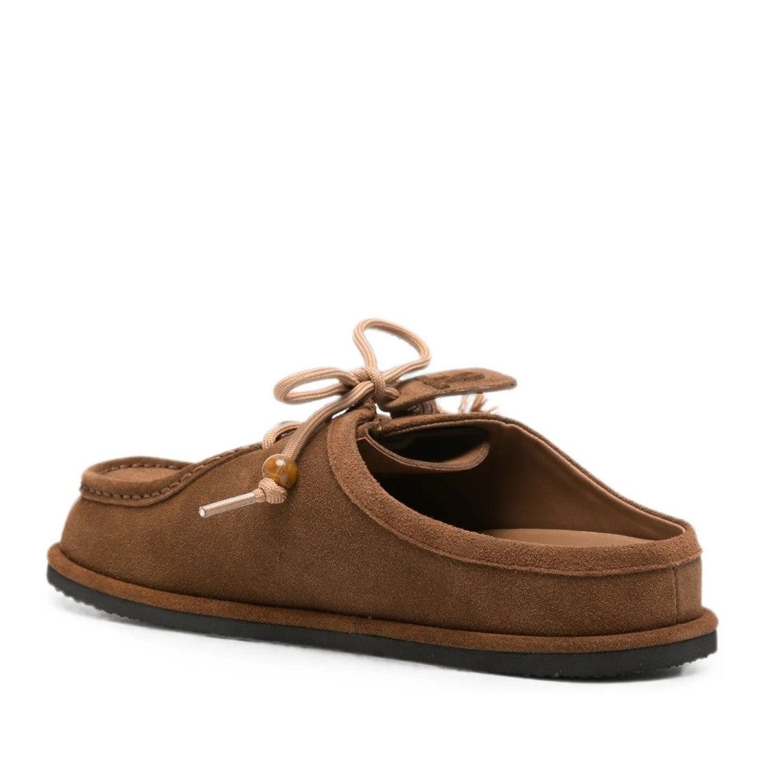 Adrianna Feretti Brown Wedge Decorative Bow Tassels Suede Mules