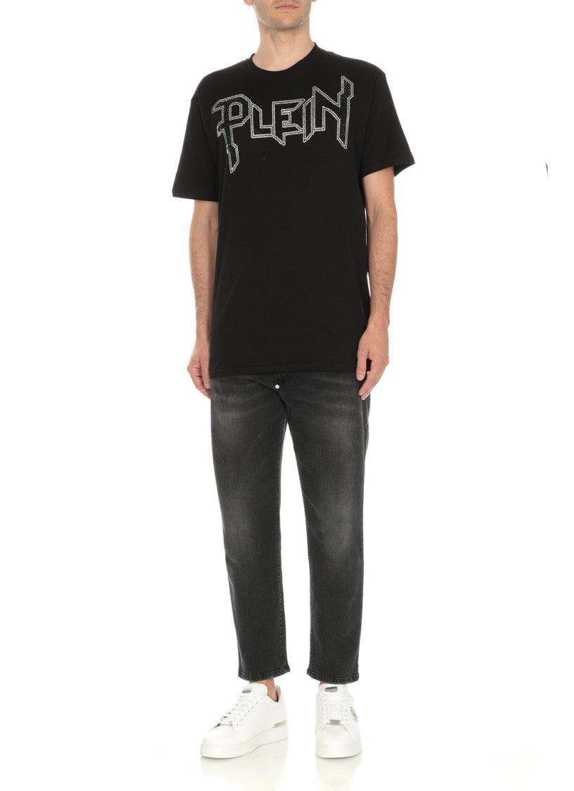 Philipp Plein White Hexagon Leather Metal Detail Sneakers