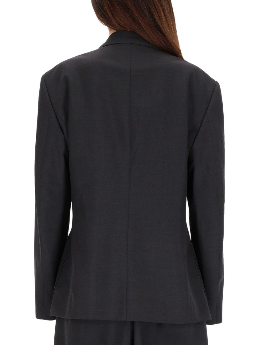 Lemaire Grey Polyester-Blend Oversized Double-Breasted Blazer