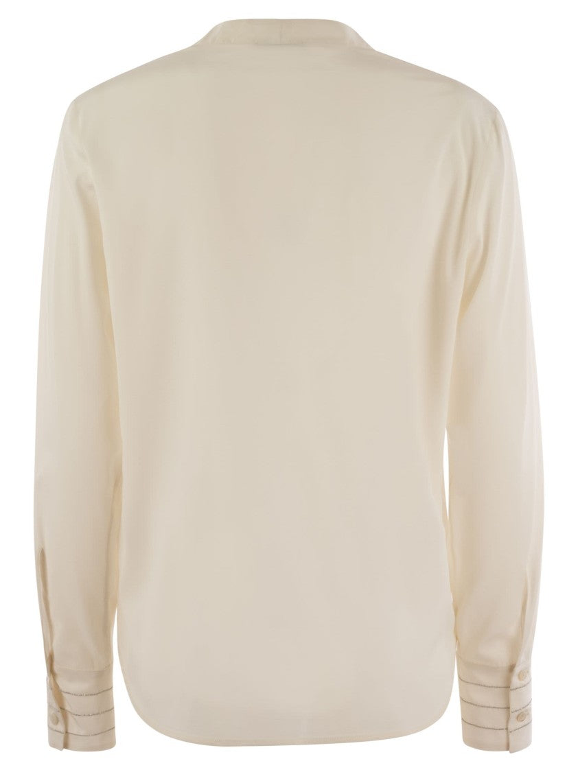Peserico Silk Crepe V-Neck Shirt