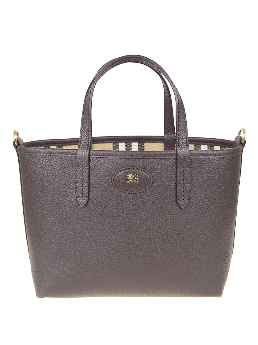 Burberry Structured Brown Calf Grain Leather Shopper Bag