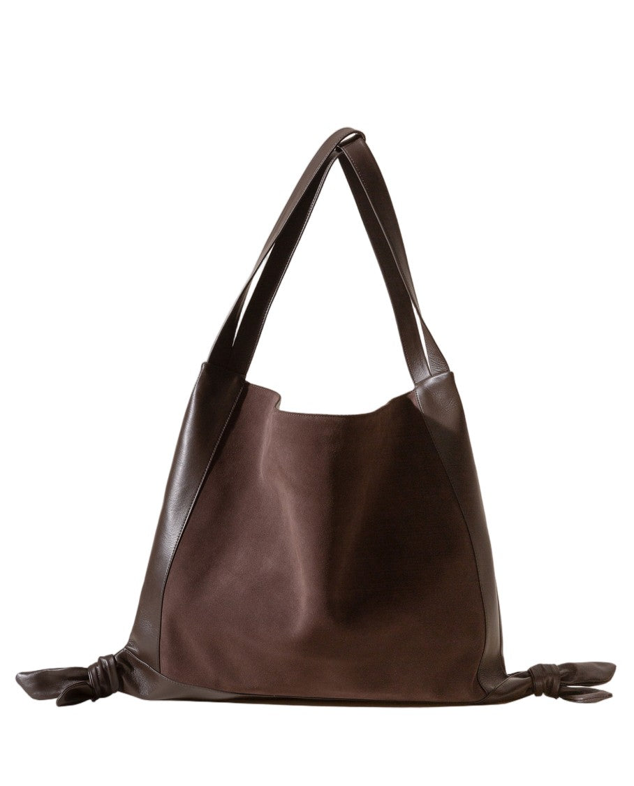 Hereu Suede Tote Bag With Leather Trim And Knotted Details