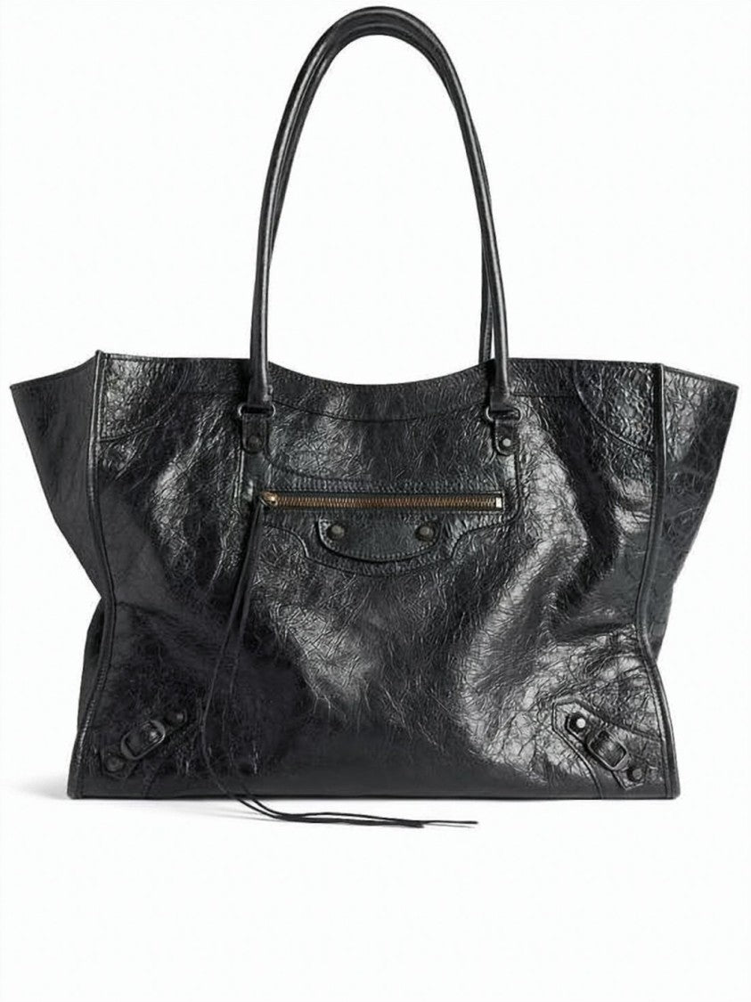 Balenciaga Medium Textured Lambskin Leather Tote