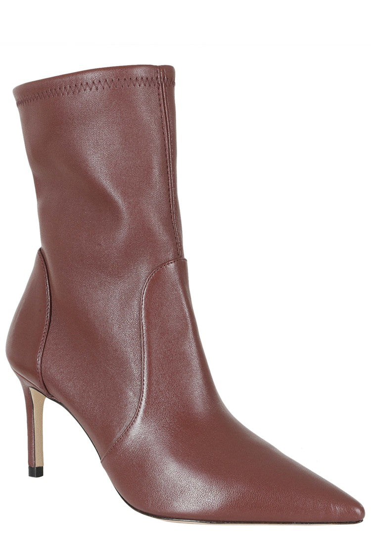 Stuart Weitzman Pointed Toe Ankle Boots With Mid-Height Heel