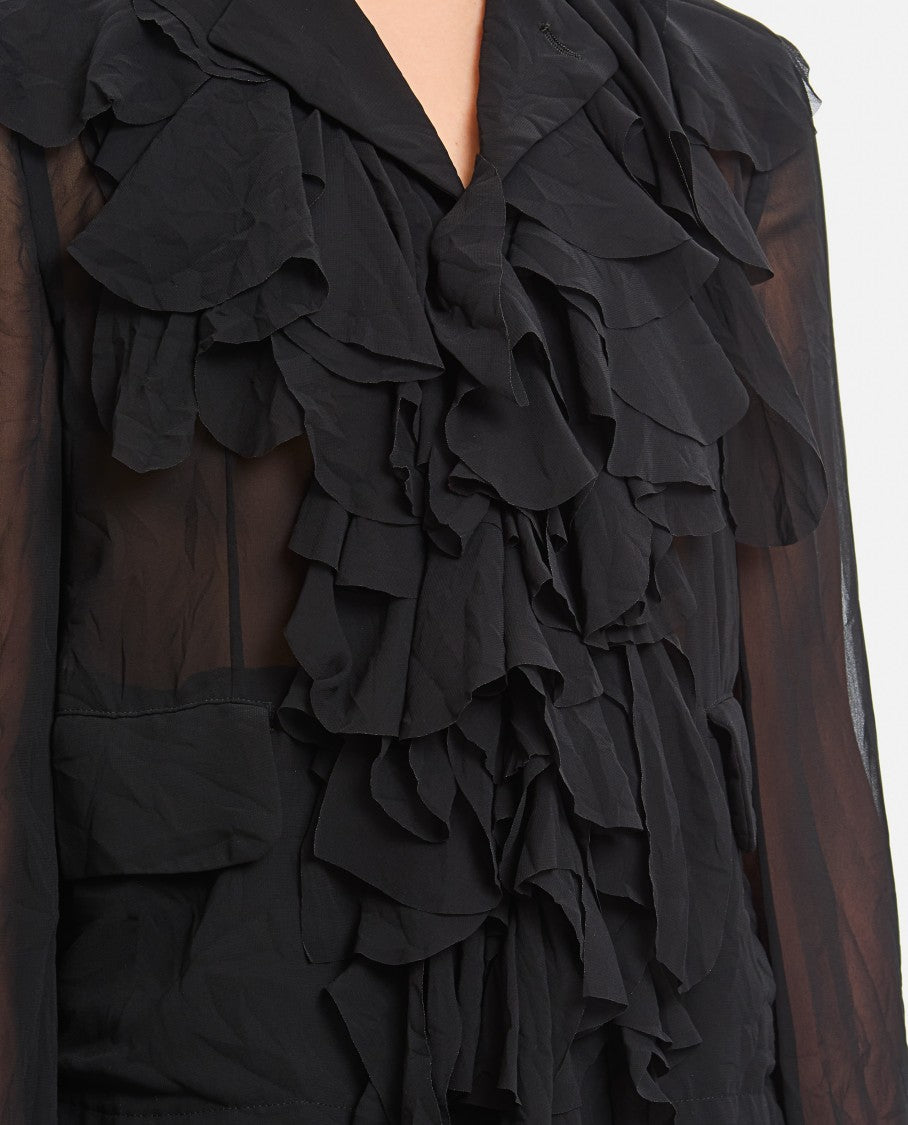Comme Des Garçons Semi-Transparent Ruffled Front Shirt