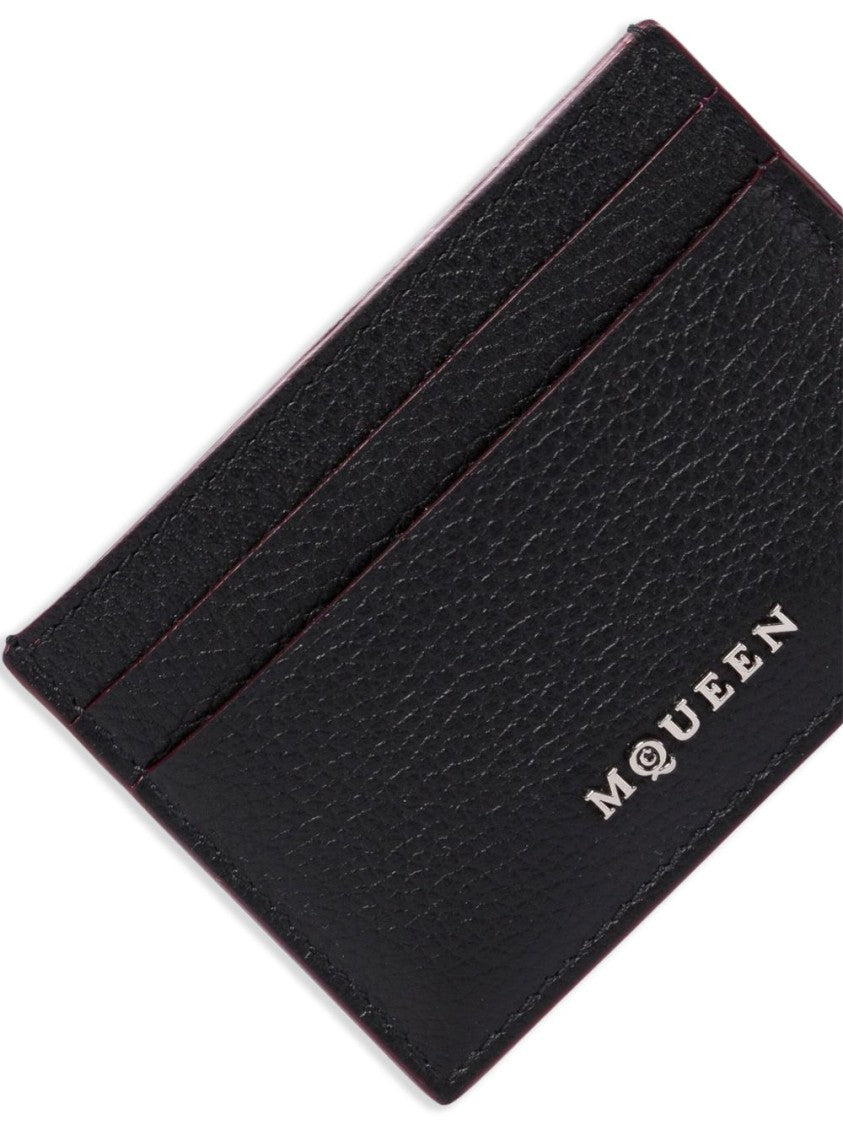 Alexander Mcqueen Compact Black Full-Grain Calf Leather Wallet