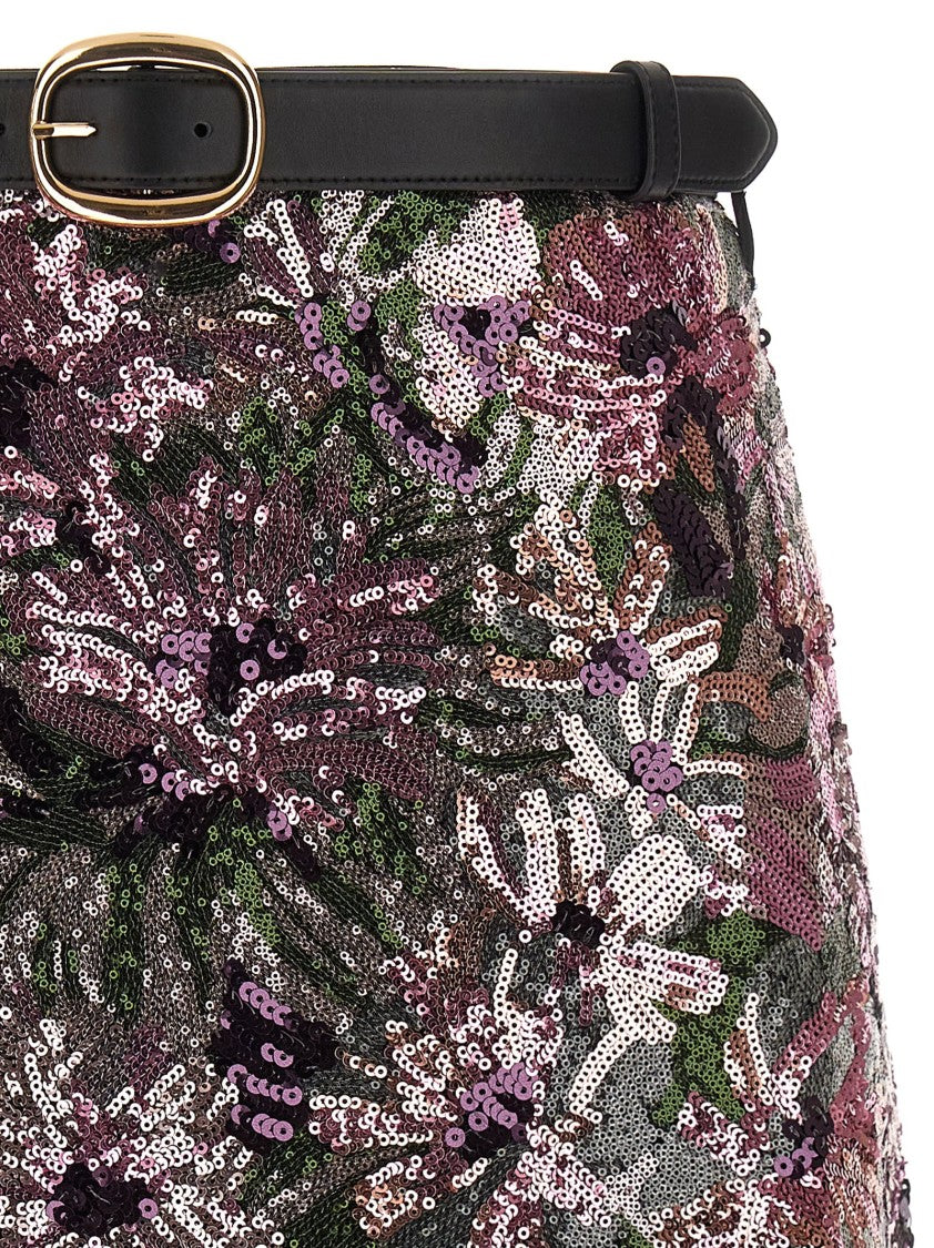 Self-Portrait 'Floral Sequin Mini' Skirt