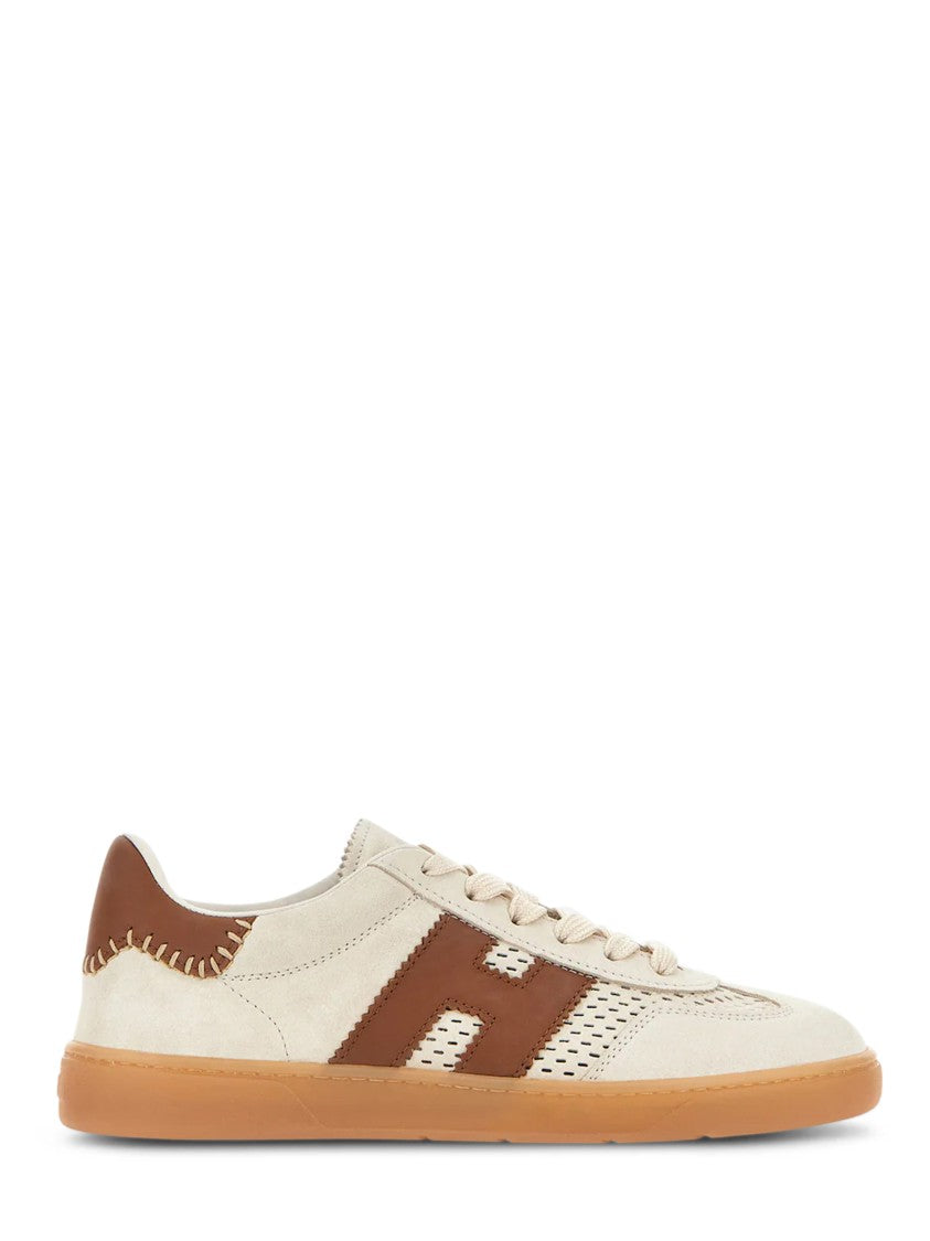 Hogan Low-Top Calfskin Leather Sneakers With Brown Accents
