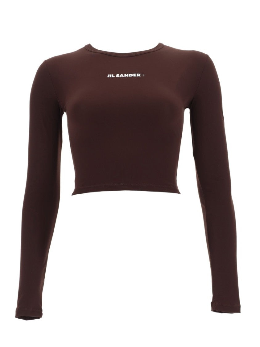 Jil Sander Fitted Long Sleeve Center Logo Top