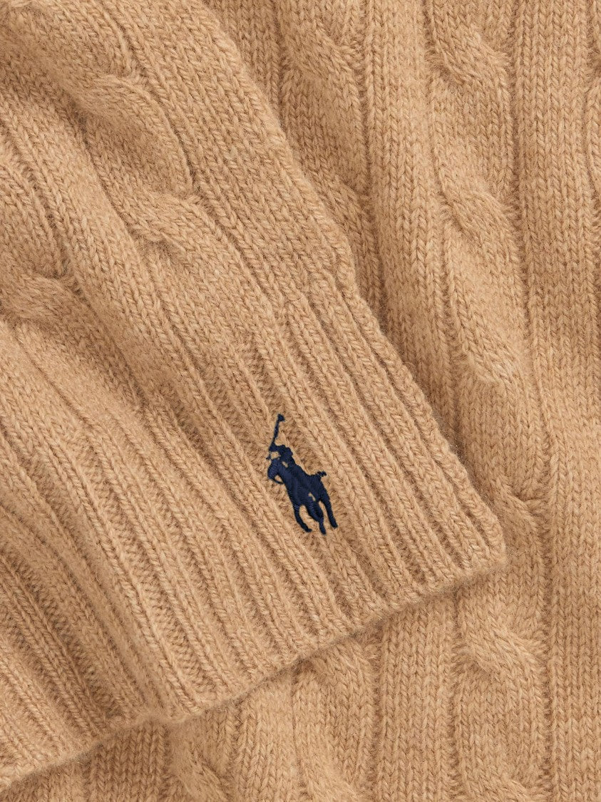 Polo Ralph Lauren Cable Knit Oblong Scarf With Ribbed Edges