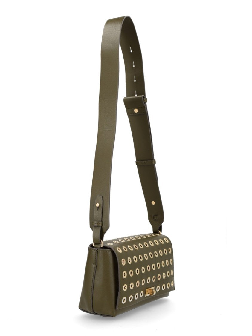 Anya Hindmarch Olive Cow Leather Mortimer Shoulder Bag