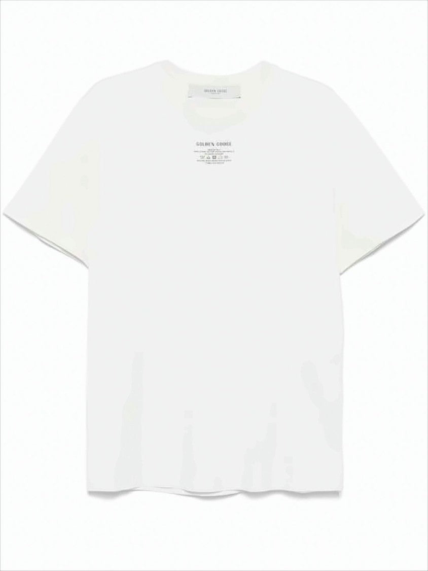 Golden Goose Short-Sleeved Cotton Tee With Front Label And Star Accents