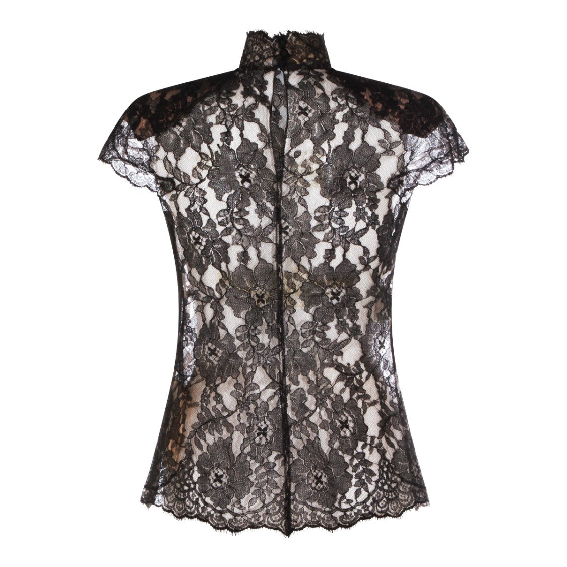 Valentino Black Silk High Collar Top