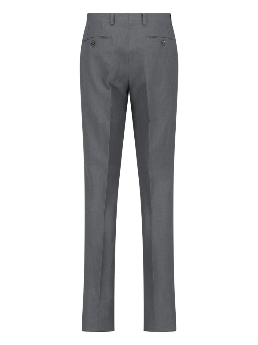 Lardini Double-Breasted Linen Suit Grey