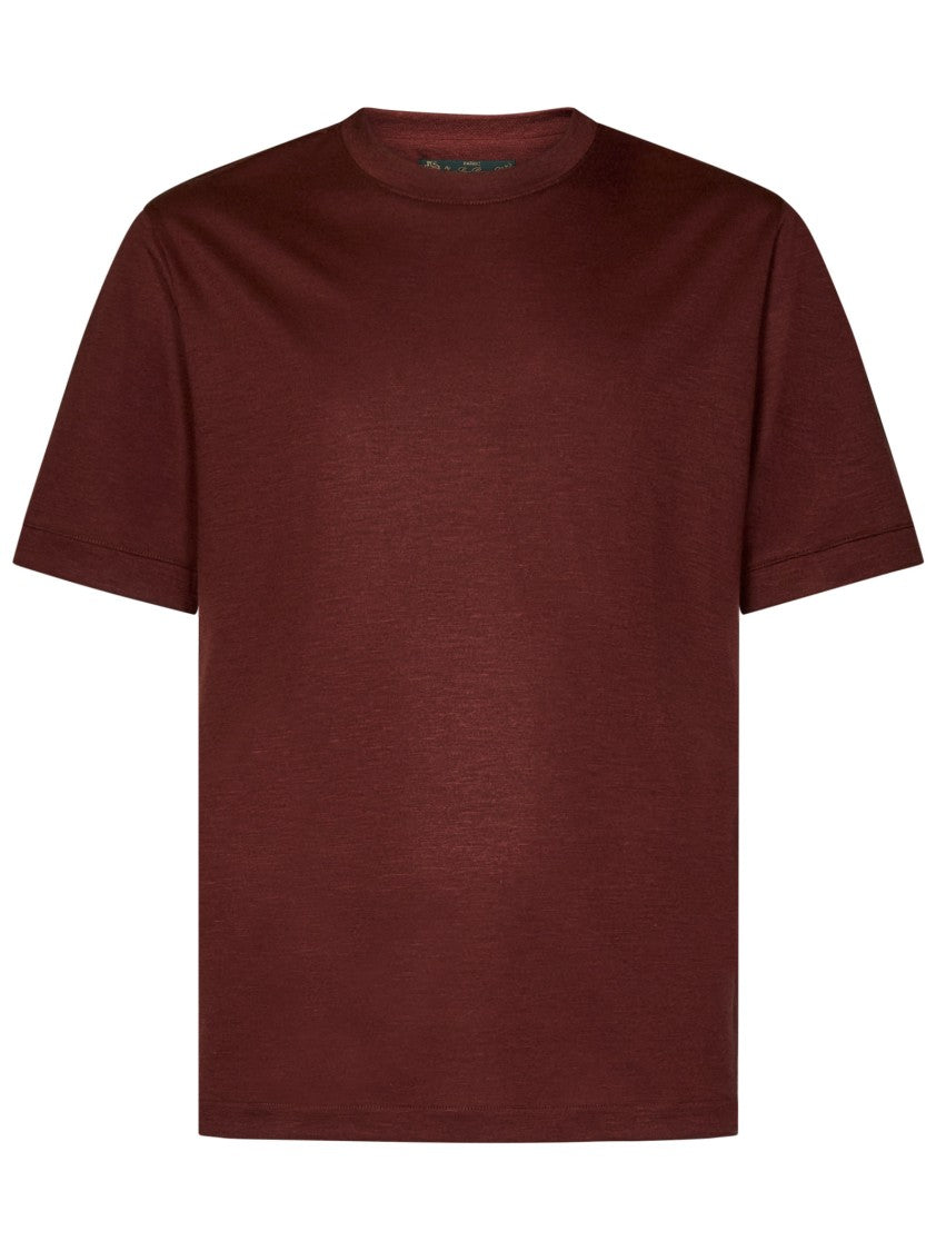Franzese Collection Bordeaux Cashmere T-Shirt With Classic Crew Neckline