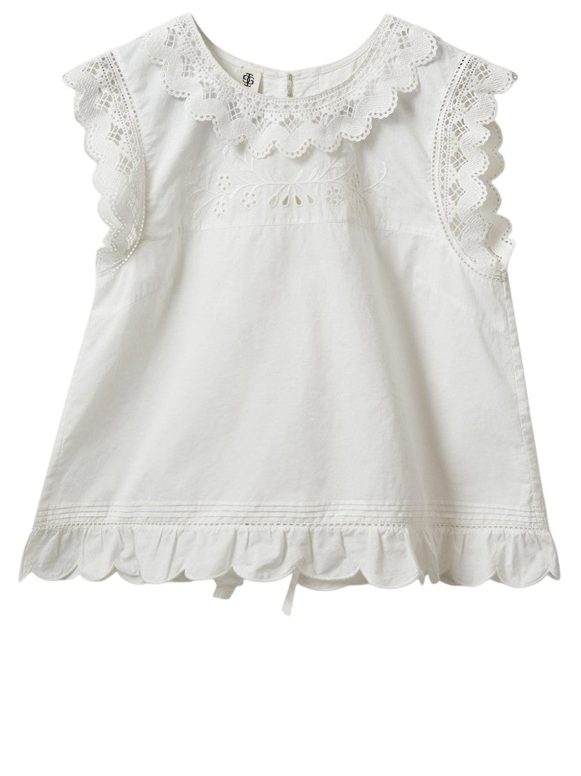 The Garment Cotton Top With Lace Inserts