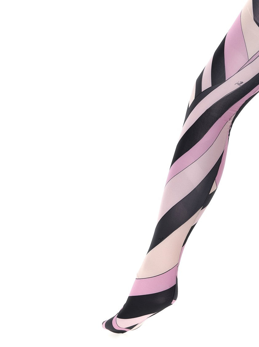 Emilio Pucci Bold Swirling Pattern Tights With Elastic Waistband