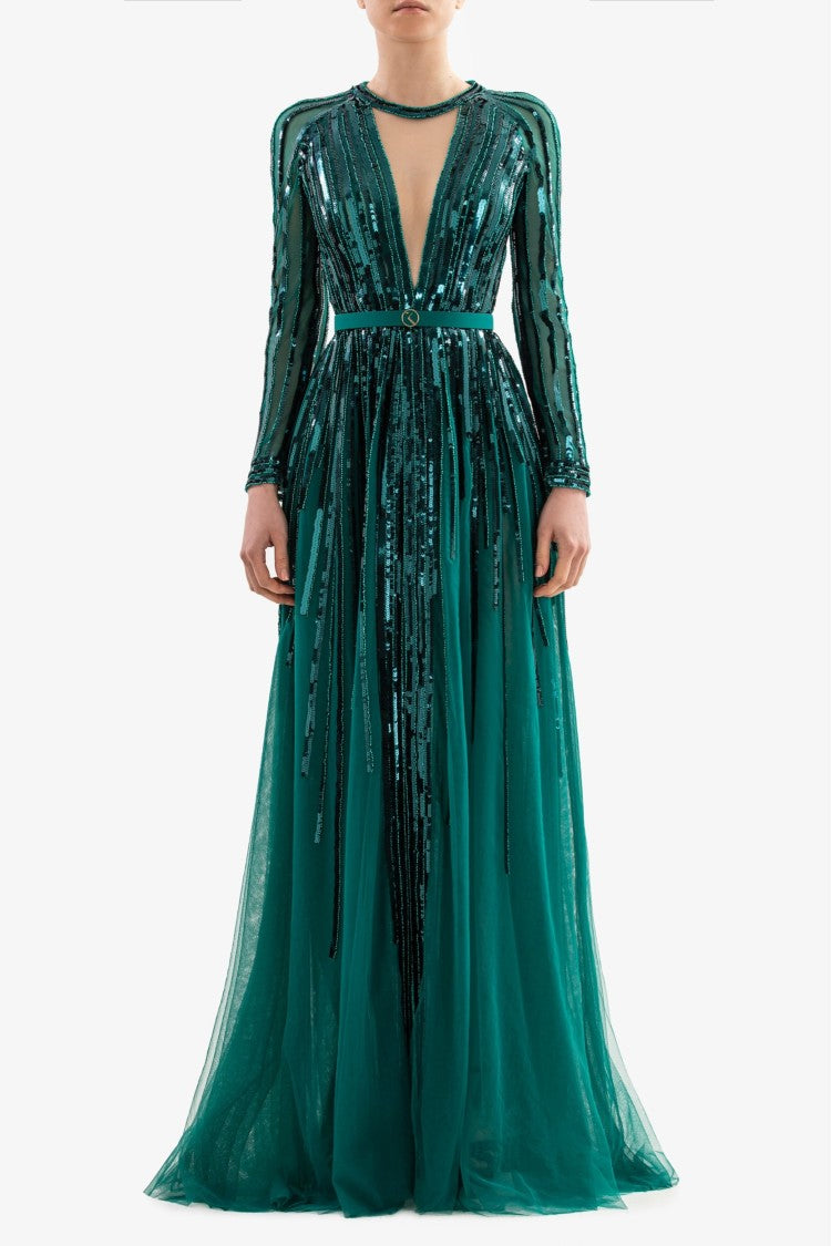 Saiid Kobeisy Sequin Long Dress