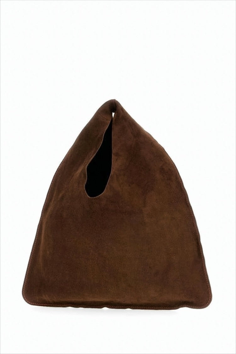 The Row Soft Triangular-Shaped Tote Bag In Rich Brown Calf Leather