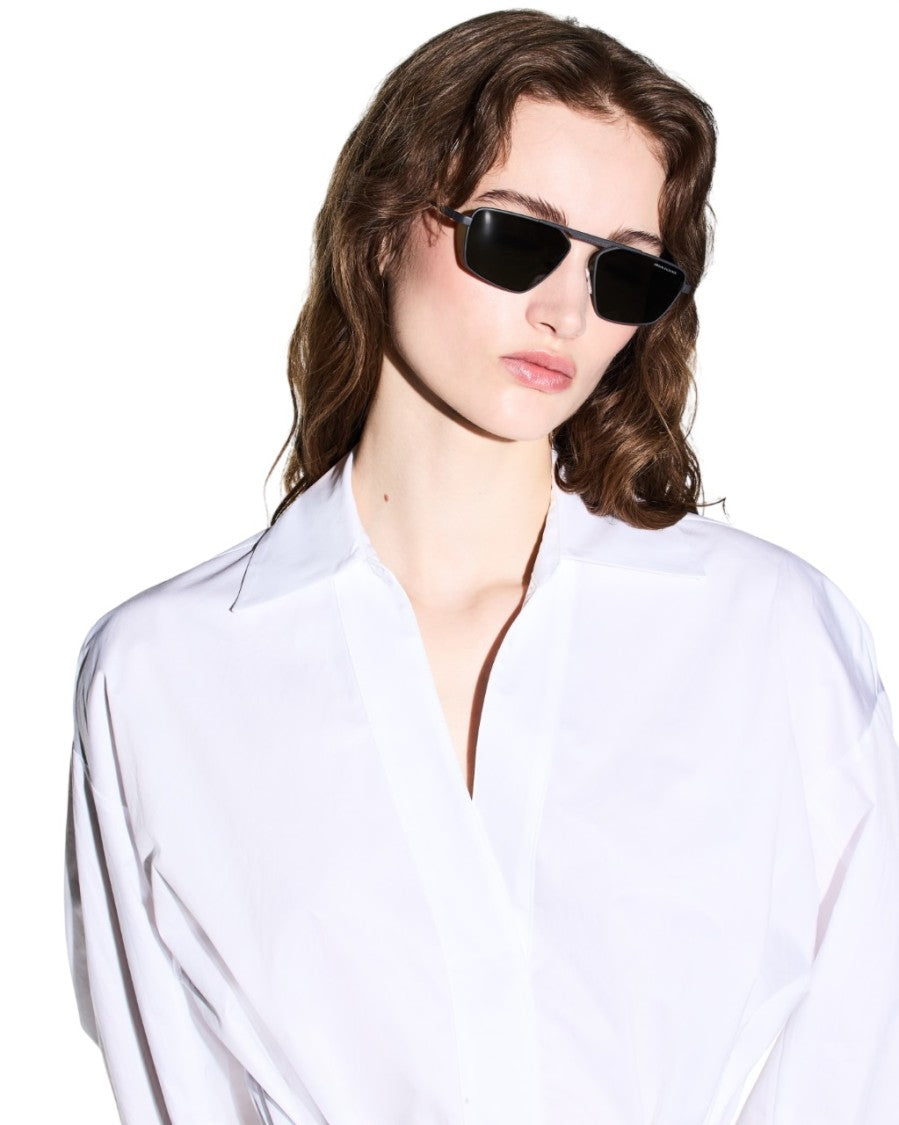 Armani Exchange Minimalist White Dress With Shirt Collar