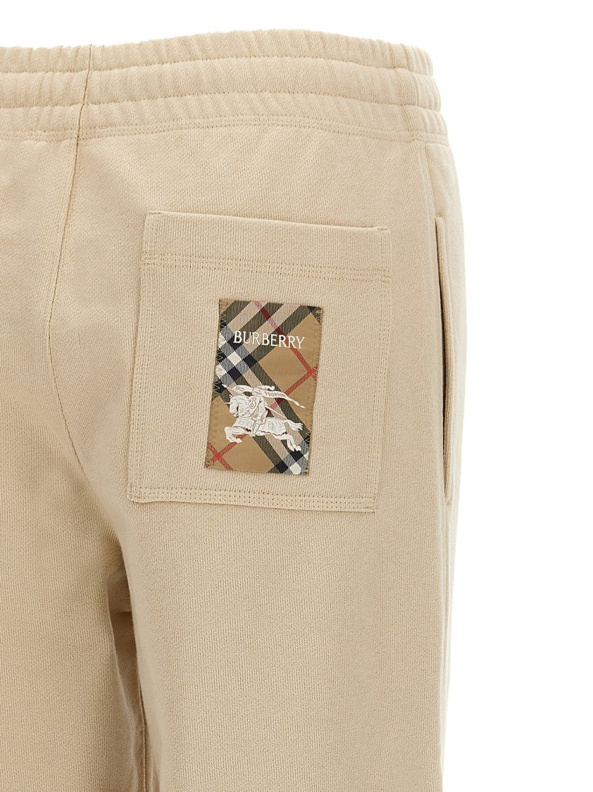 Burberry Brushed Cotton Joggers With Logo Patch