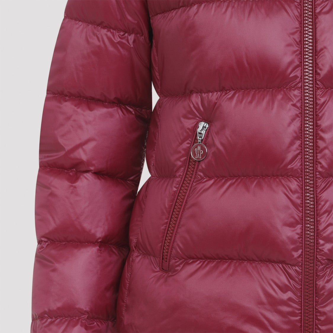 Moncler Red Quilted Down Coat With Hood