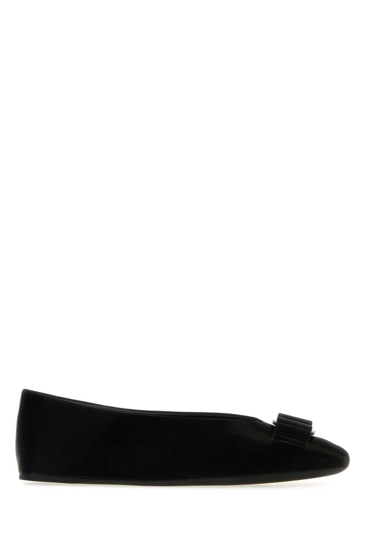 Salvatore Ferragamo Black Leather Vanna I Ballerinas
