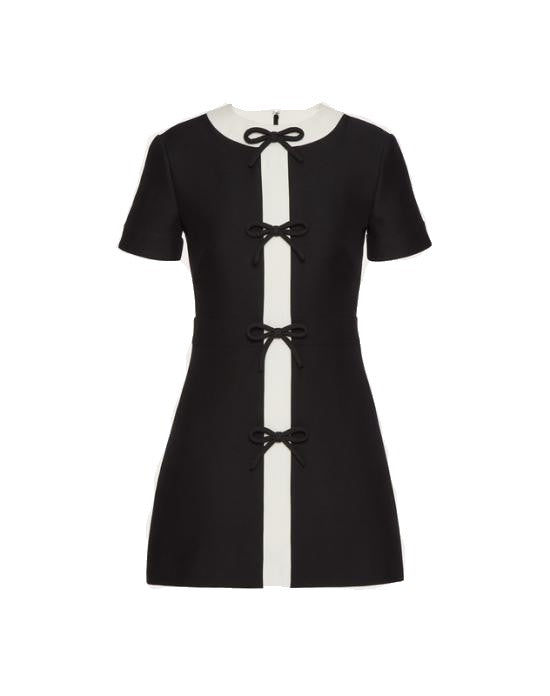 Valentino Mini Dress With Contrasting Vertical Panel And Bow Details