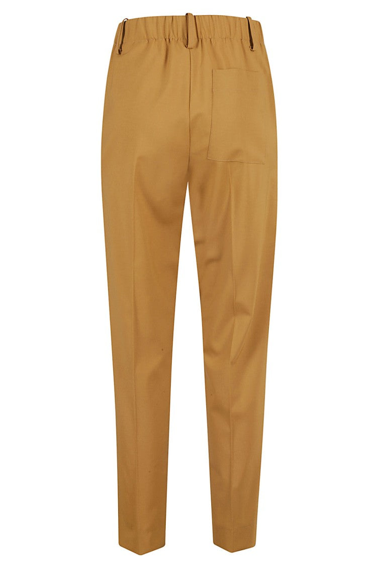 Alysi High-Waisted Caramel Trousers With Elasticated Waistband