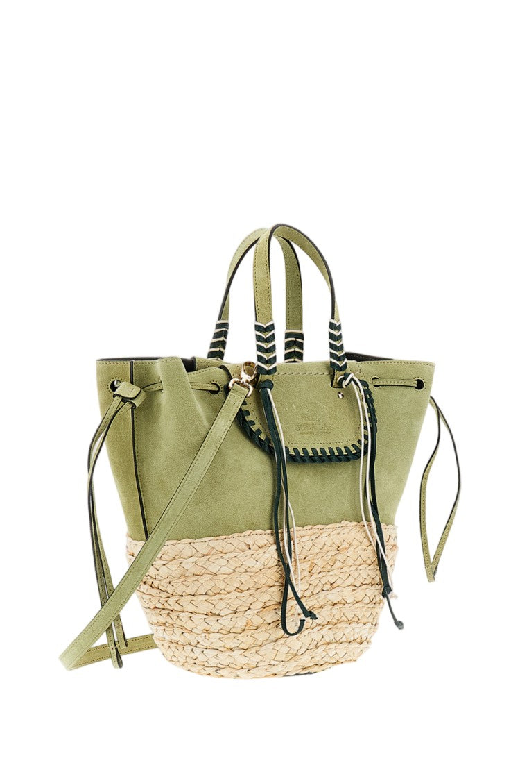 Cuba Lab Woven Raffia And Suede Bucket Bag