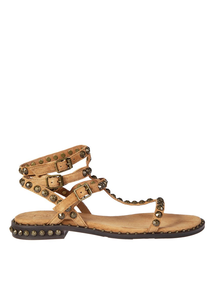 Ash Brown D Cachemere Brass Studded Sandals