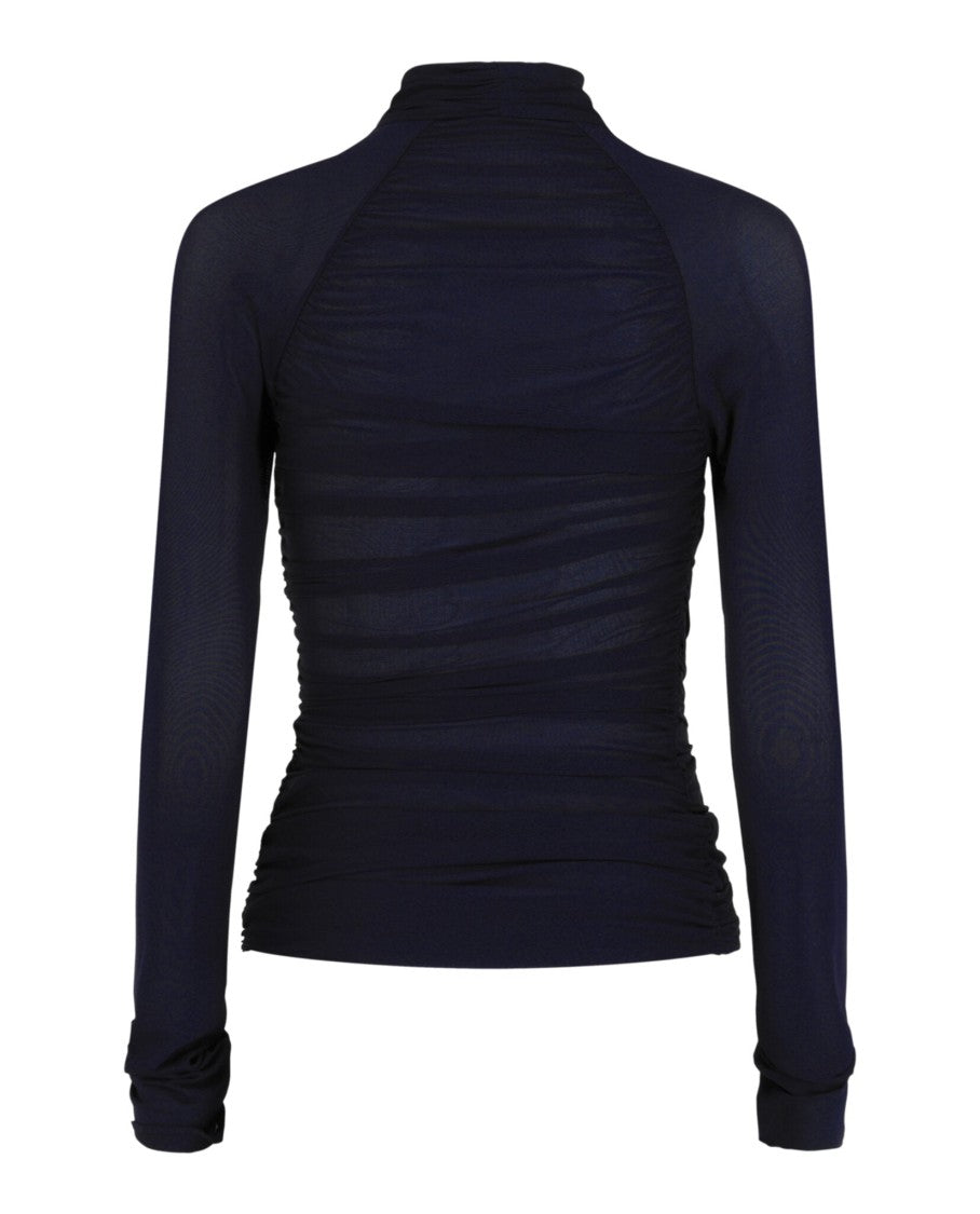 Ferragamo Ruched Long-Sleeve Top