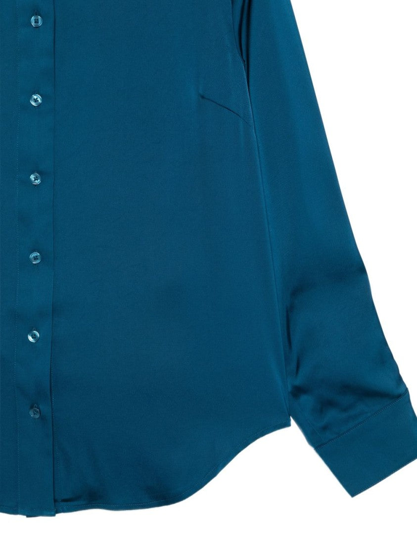Michael Kors Button-Down Blue Shirt With Classic Collar And Curved Hemline