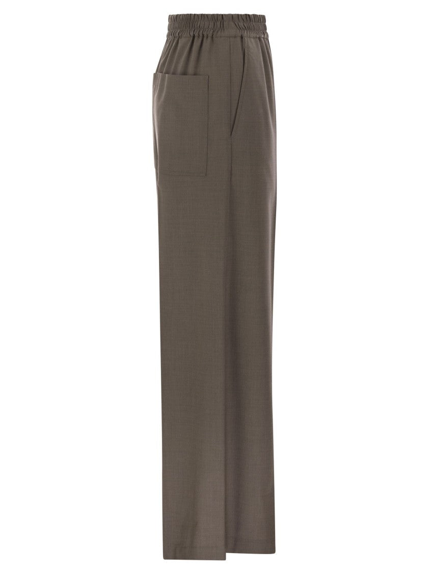 Brunello Cucinelli Tropical Luxury Wool Loose Trousers