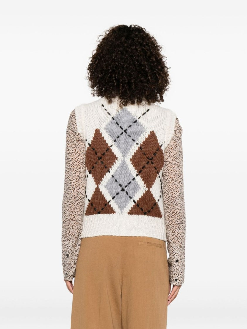 Ermanno Scervino Multicolour Cashmere Sweater With Argyle Pattern