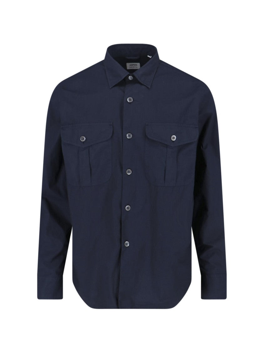 Aspesi Tailored White Shirt With Button-Down Front