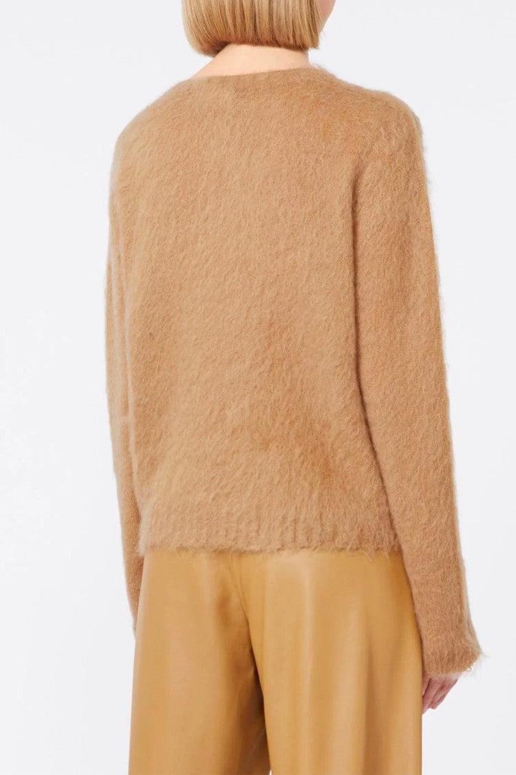 Max Mara Soft Brown Knit Sweater With Fluffy Texture