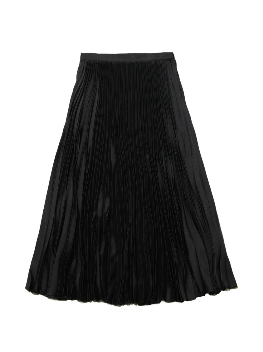 Jil Sander Black Pleated Midi Smooth Skirt