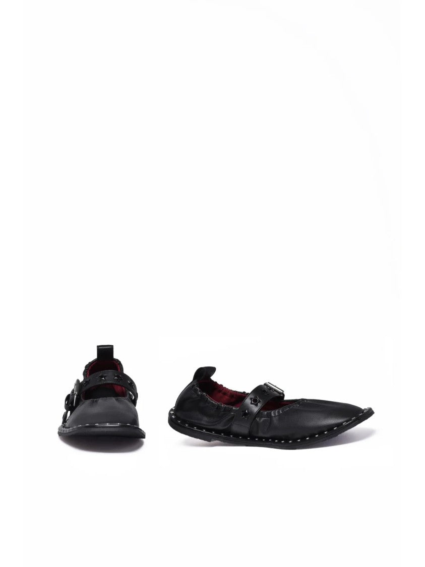 Stella Mccartney Black Studded Rubber Buckle Flats