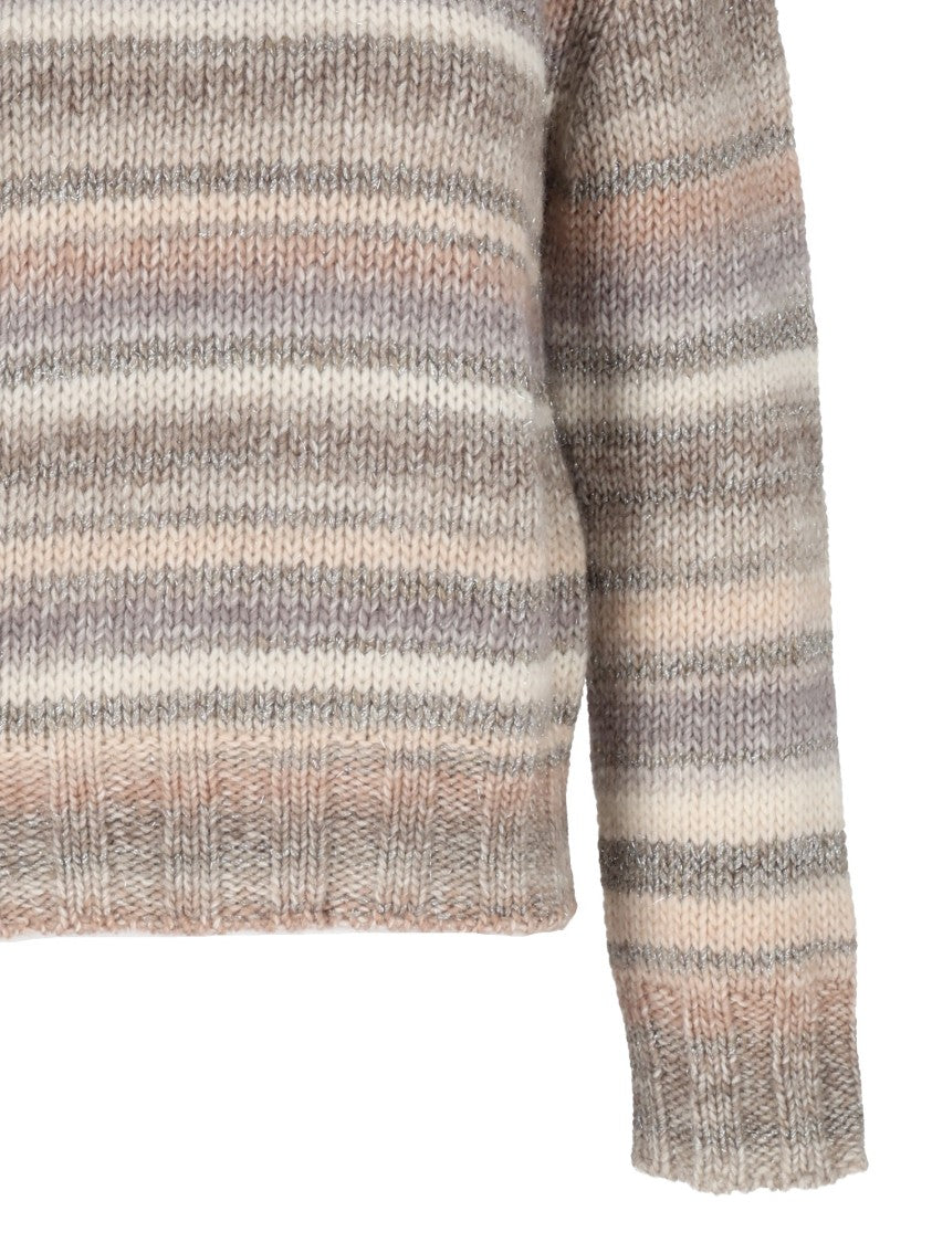 Kangra Cashmere Striped Turtleneck Sweater With Ribbed Detailing