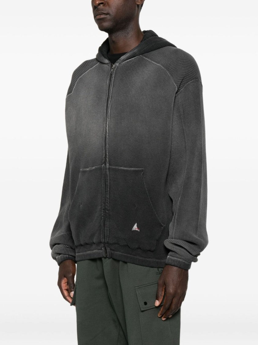 Roa Textured Black Zip-Up Sweater