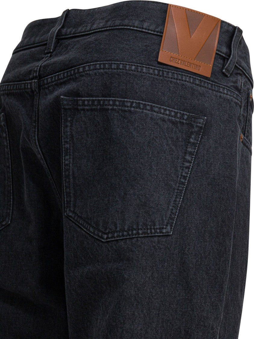 Valentino High-Waisted Black Jeans With Classic Five-Pocket Design