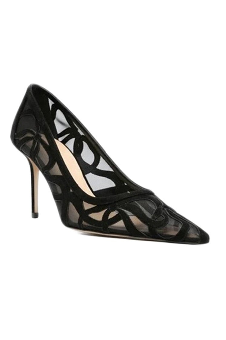 Mach & Mach Ribbon Bow Black Suede Pumps (85Mm)