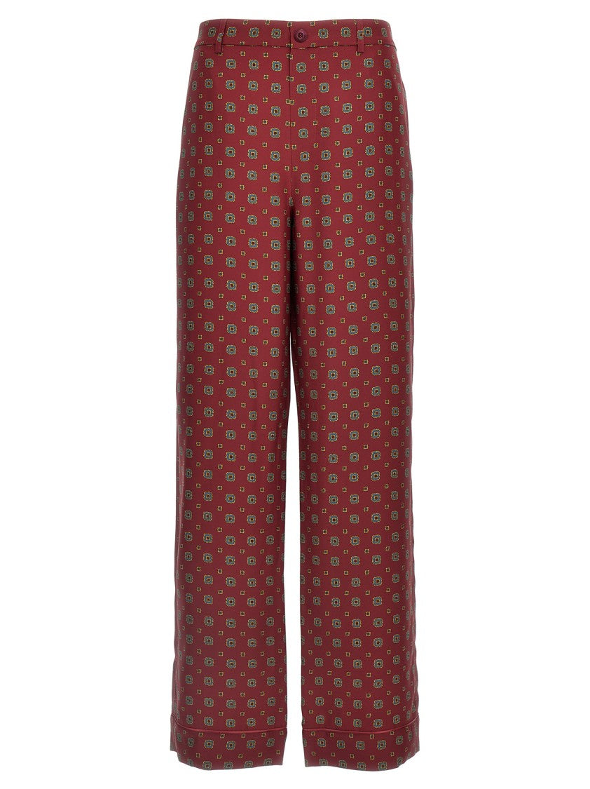 Moschino Vibrant Silk Trousers With Relaxed Fit And Elastic Waistband